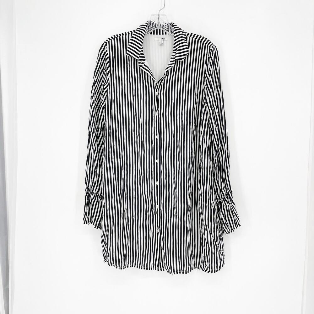 Amuse Society Stripe Button-Up Dress Size Medium